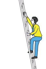 Businessman climbing ladder
