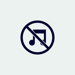 no music icon, vector illustration. flat icon. no headphone icon