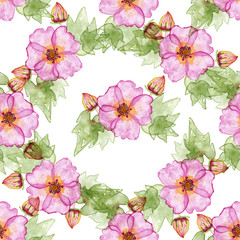 Seamless pattern with hibiscus flowers.