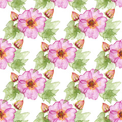 Seamless pattern with hibiscus flowers.