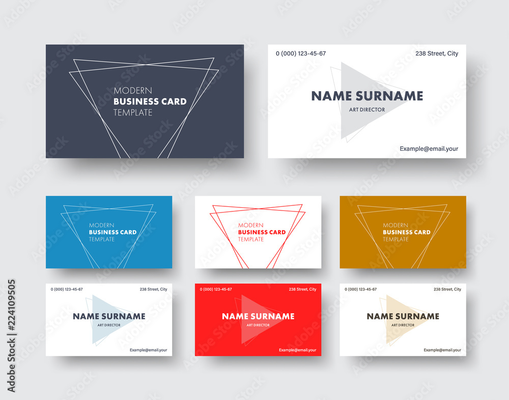 Aufkleber design of a business card in a minimalist style with intersecting triangles