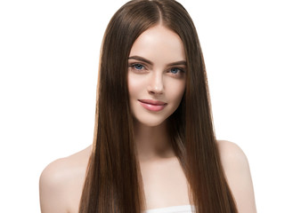 Beautiful long hair smooth woman with perfect hairstyle young model