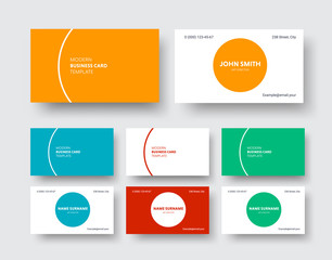 Vector business card template in a modern minimalist style with round and semi-high elements of the stroke