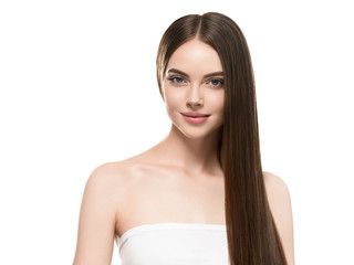 Beautiful long hair smooth woman with perfect hairstyle young model