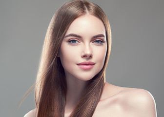 Beautiful long hair smooth woman with perfect hairstyle young model