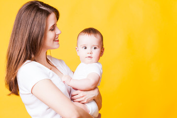 With love to mother over yellow background