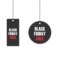 Black Friday. Black tags on the rope. Price on product. - 224110560