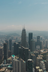 Aerial view of Petronas Twin Towers from Kuala Lumpur Tower Sky Deck