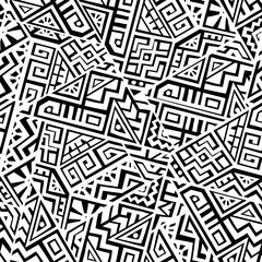 Geometric seamless pattern created in trendy ethnic style. Unique boho tile. Perfect for textile design, wrapping paper, wallpaper, site backdrop and screens background.