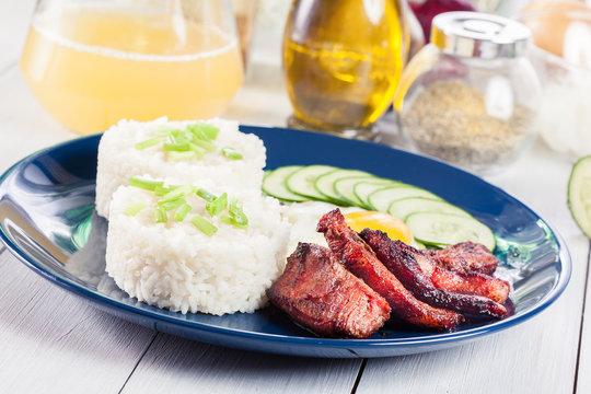 Pork tocino with rice and fried egg