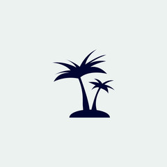 palm tree on the beach icon, vector illustration