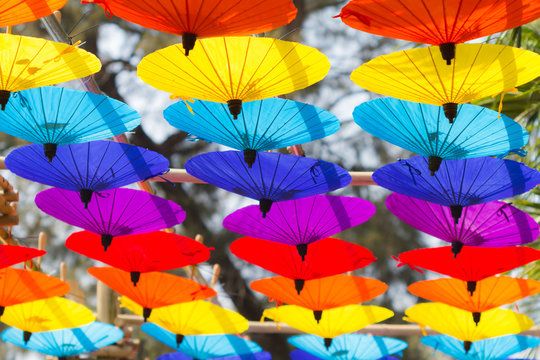 Colorful Umbrellas Floating