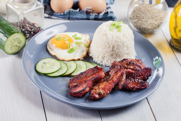 Pork tocino with rice and fried egg