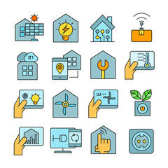 smart home and home automation icons color style