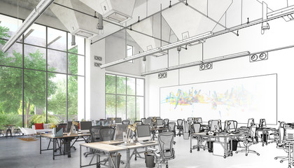Post-industrial use of space (draft) - 3d office visualization