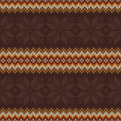 Traditional Knitted Sweater Pattern Design. Vector Seamless Background. Wool Knit Texture Imitation