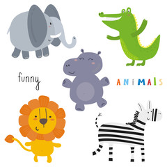 Cute hand drawn vector sketch of a cute Animals. Vector Illustration