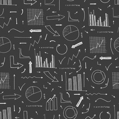 Vector seamless pattern of  different hand drawn infographic ele