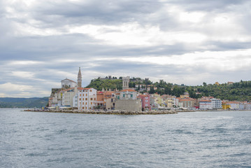 Fototapeta premium view from the sea on the Slovenian city Piran