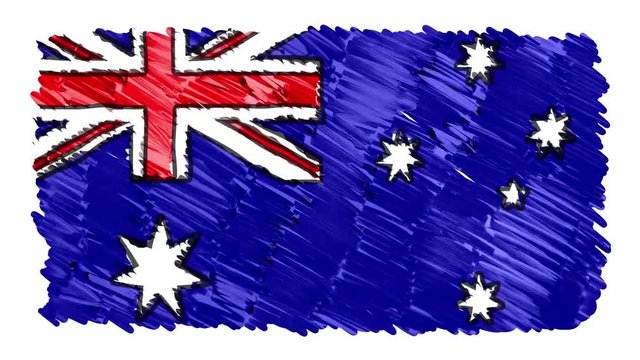 stop motion marker drawn Australia flag cartoon animation background new quality national patriotic colorful symbol video footage