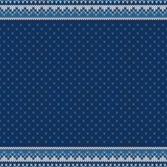 Christmas and New Year Design Knitted Background with a Place for Text. Vector Seamless Background with Shades of Blue Colors. Wool Knit Texture Imitation