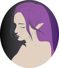 Elf, portrait,  purple hair