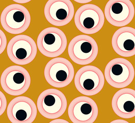 dancing graphic eyes seamless tile in gold red black