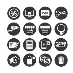 shopping icons set circle button style