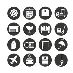 shipping icons set circle button style