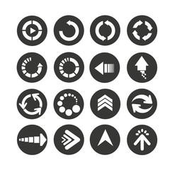 arrow icons set in circle button style