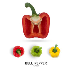 Creative layout made of Bell pepper isolated on white