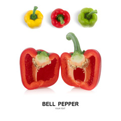 Creative layout made of Bell pepper isolated on white