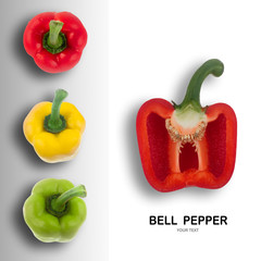 Creative layout made of Bell pepper isolated on white