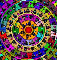 abstract image of mandala consisting of figures wine and grape