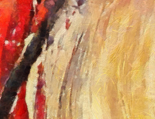 Textured brushstrokes on canvas. Dirty texture with arts elements. Creative hand drawn by brush background. Design stylish wallpaper. Rough modern abstraction. Digital simple artwork. Dry paint.