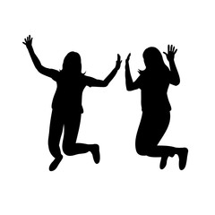 silhouette girl jumping, set