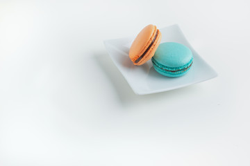 A french sweet delicacy, Macaroons variety closeup.Macaroon on the table,Food concept background.