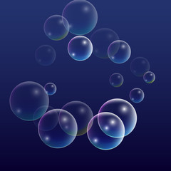ubble with Hologram Reflection. Set of Realistic Water or Soap Bubbles for Your Design.