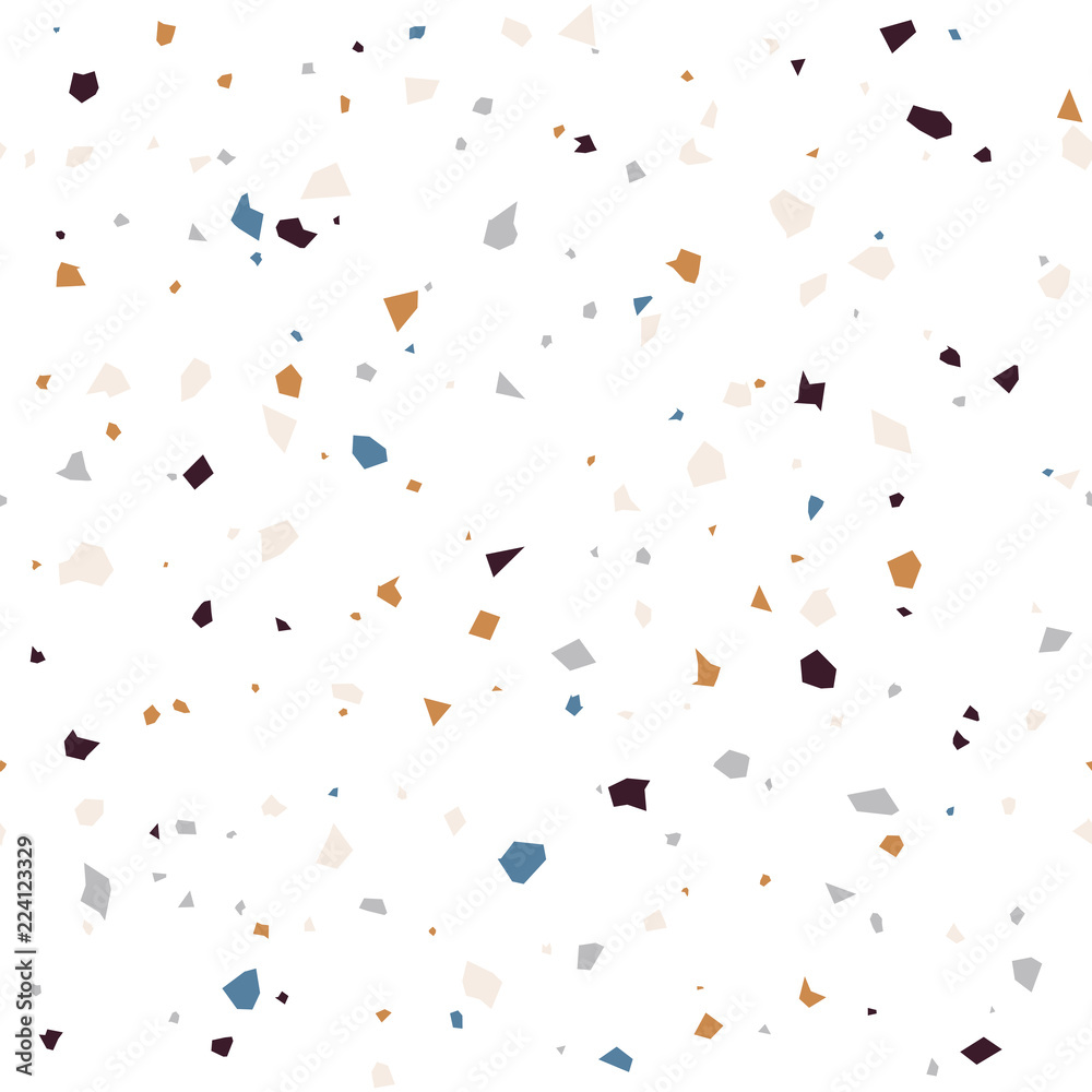 Poster terrazzo flooring textured surface modern abstract pattern. vector seamless abstract repeat with chi