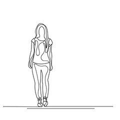 vector, isolated, sketch, lines girl going