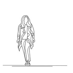 vector, isolated, sketch, lines girl going