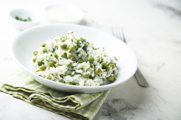 Green pea risotto