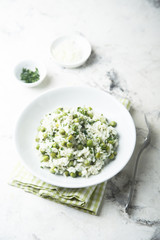 Green pea risotto