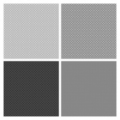 Set of halftone seamless patterns in black and white. Halftone dots imitation for texture filling.