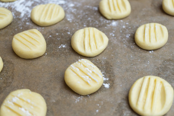 Fototapeta na wymiar Freshly prepared vanilla biscuits