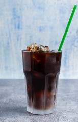 glass of black coffee with ice