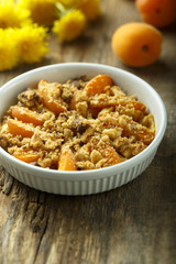 Fototapeta na wymiar Homemade apricot crumble