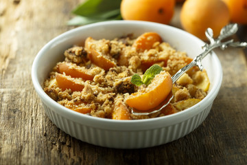 Homemade apricot crumble