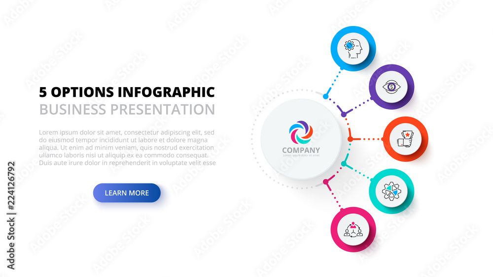 Aufkleber Business data visualization. Process chart. Abstract elements of graph, diagram with 5 steps, options, parts or processes. Vector business template for presentation. Creative concept for infographic.