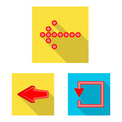 Vector design of element and arrow sign. Set of element and direction vector icon for stock.